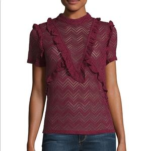 NWT Anthropology Moon River Ruffle Lace Top. B12